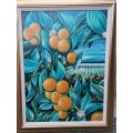 Stunning large original framed painting  `harvesting at the cape`