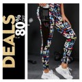 **80% Off Black Friday Sale : Letter graphic sports Leggings with side pockets**