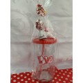 **Valentines Day Sale : Gorgeous Large glass with lid, straw and teddy Gift combo**