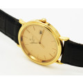Jean Lassale like new Swiss made 18K solid gold with original strap and sapphire crystal. Like new