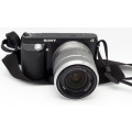 Sony Alpha NEX-F3 with F3.5-5.6, 18 - 55 mm Sony zoom Image Stabilizer  lens and box