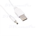 USB 2.0 A MALE to 3.5mm DC Power Plug Stereo Electronics Quick Connector 5V Cable (White)..!
