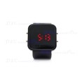 Stylish Rubber Band Mirror Dial Red LED Light Wrist Watch (Black)..!