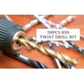 50Pcs HSS Titanium Coated Twist Drill Bits 1/1.5/2/2.5/3mm High Speed Steel Wood Drilling Metalwork