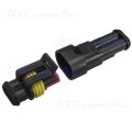 2-Pin Sealed Waterproof Automotive Electrical Wire Connector Plug Set (Black)..!