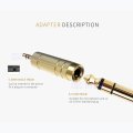 3.5mm Plug to 6.35mm Jack Conversion Gold-Plated Audio Adapter (Gold)..!