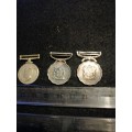 3 miniature medals 2 sadf long service and ww2 victory medal no ribbons