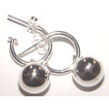 GORGEOUS SOLID .925 STERLING SILVER PRETTY WOMAN BALL DANGLING EARRINGS!