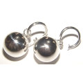 GORGEOUS SOLID .925 STERLING SILVER PRETTY WOMAN BALL DANGLING EARRINGS!