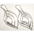 GORGEOUS FLOATING LEAVES DANGLING EARRINGS SET IN SOLID .925 STERLING SILVER!