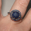 PURE PERFECTION! SOLID .925 STERLING SILVER RING WITH NATURAL SAPPHIRES!