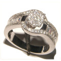 PURE PERFECTION! SOLID .925 STERLING SILVER RING WITH CREATED DIAMONDS!