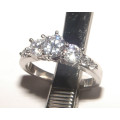 PURE PERFECTION! SOLID .925 STERLING RING WITH SIMULATED DIAMONDS!