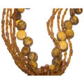 GORGEOUS WOOD AND LUCITE BEADED NECKLACE