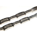 12,10mm Wide Heavy High Quality Polished Stainless Steel Bracelet With Black Links