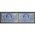 SACC 78: 1938 Voortrekker Cent. Mem. Fund. 3d + 3d bright-blue pair. Voortrekker Monument. MNH.