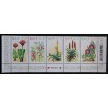 SACC 1270-1279: 2000. Medicinal Plants. Set of 10 (two setenant strips of 5). R1.30 and R2.30.MNH