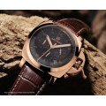 *LOWEST SHIPPING* MEGIR MENS CHRONOGRAPH GENUINE LEATHER WATCH WITH WATCH BOX