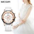 **LOW SHIPPING** MEGIR 2042 WOMENS CHRONOGRAPH LEATHER WATCH WITH WATCH BOX