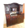 Astonishingly Beautiful Victorian Solid Oak Buffet with Lead Glass Cabinets C. 1880 - 1890