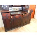 Astonishingly Beautiful Victorian Solid Oak Buffet with Lead Glass Cabinets C. 1880 - 1890