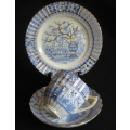 Ultra Rare : Victorian Samuel Radford Scalloped & Gilded Blue Imari Tea Trio  C.1890's