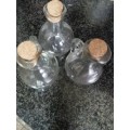 3 VINTAGE GLASS JARS WITH STOPPERS