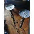 2 VINTAGE 60 CM IRON  CANDLE HOLDERS