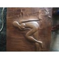 NUDE LADY COPPER WALL PLAQUE ON WOOD