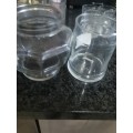 2 VINTAGE GLASS HOLDERS WITH LIDS