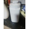 VINTAGE WHITE CANNISTER WITH LID