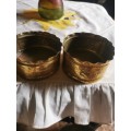 2 vintage small brass planters