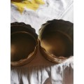 2 vintage small brass planters