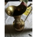 Vintage 19cm brass vase with handle