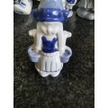 Vintage blue like delft girl with milk cans