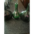 3 Vintage green bottles