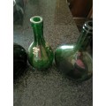 3 Vintage green bottles