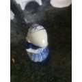 VINTAGE SMALL BLUE AND WHITE GIRL ORNAMENT