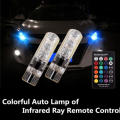 5x T10 RGB LED Car Lights With Remote Control