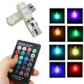 5x T10 RGB LED Car Lights With Remote Control
