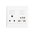 5 x Double Wall Switched Socket (4X4) 16A,6A,2X USB