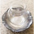 GLASS BOWL IN SILVER PLATED SAUCER