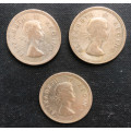 SA UNION SILVER COLLECTION OF THREE TWO SHILLING COINS