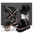 3 in 1 Baby Stroller With Car Seat- Gold And Black