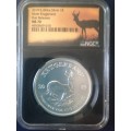 2019 Silver 1 Oz Krugerrand "First Releases" NGC MS70 Perfect. Black holder, Springbok label, scarce