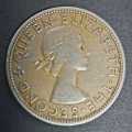 SCARCE  RHODESIA & NYASALAND 1955 HALF-CROWN  COIN  CV  :  R 620.00  AFRICA -COIN !!!!.