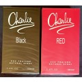 CHARLIE RED AND CHARLIE BLACK NATURAL SPRAY **PERFUME ** 2× 100ML **