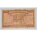 J POSTMUS 10 SHILLINGS NOTE 30TH NOVEMBER 1936 FIRST ISSUE ENG/AFR  ** E 28 528,973.
