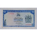 ONE DOLLARS RESERVE BANK OF RHODESIA BANKNOTES SERIAL NO :L57 672486.