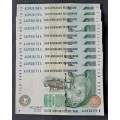 10 × CHRIS STALS R10 BANKNOTES IN SERIAL NUMBER SEQUENCE ** AA** UNC ** NEW**& SCARES **